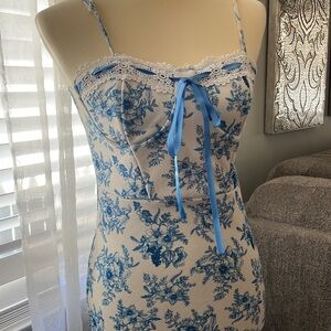 Bridgerton inspired little white and blue dress size MEDIUM